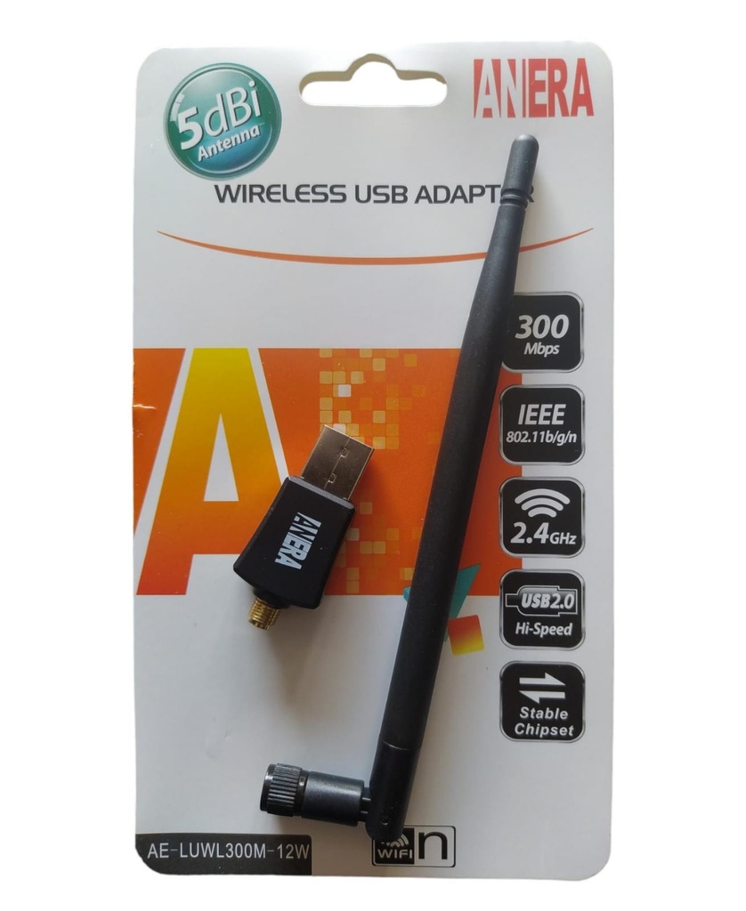 [HOACC03] Adaptador Antena Para Red Wfi Wireless 300mbps 5dbi Anera
